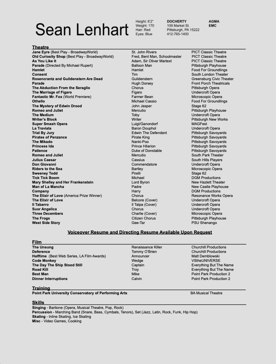 Theatrical Resume Link