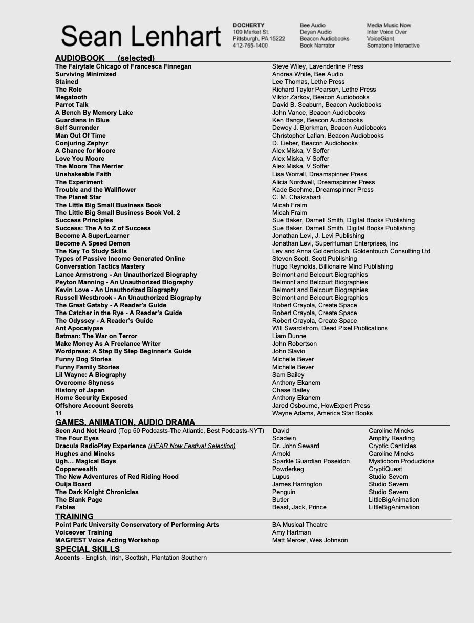 Voiceover Resume Link